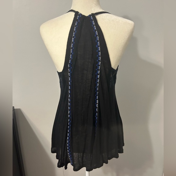 Free people crochet embroidered black tunic tank top B1 - Picture 10 of 13